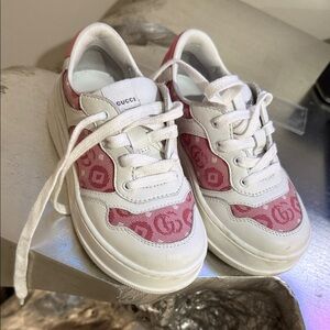 Toddlers girls Gucci White and Pink Logo Sneakers